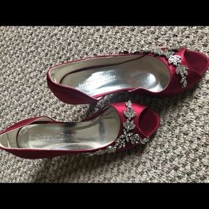 ElegantPark Wedding Heels Peep Toe Wedding Shoes -size 6
